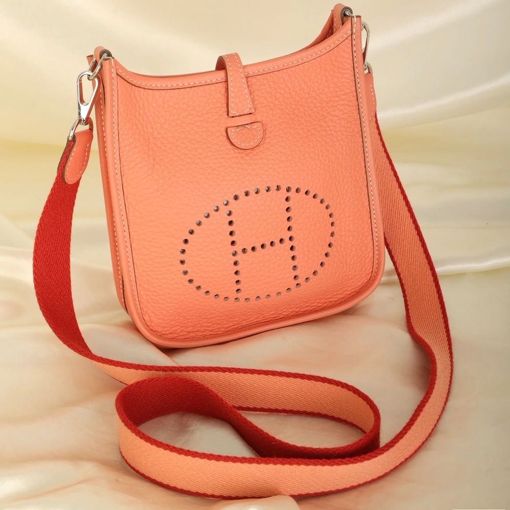 Hermès Coral Clemence Mini Evelyne🧡🍊🍑🥻🏵️